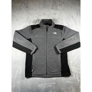 The North Face Jacket Mens Medium Gray Black Fleece Full Zip Outdoor Hiking